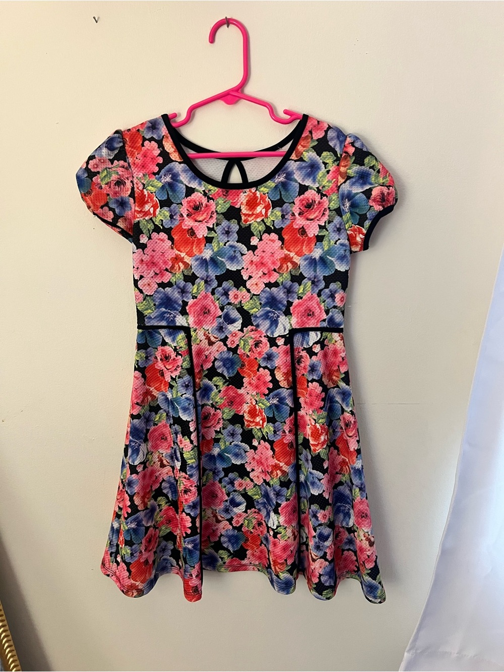Girls Floral Fit-and-Flare Dress in Multicolor